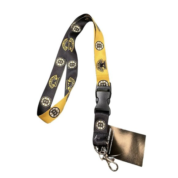 NEW Boston Bruins 2 Tone Lanyard Keychain NHL Licensed with Clip New - Picture 2 of 3